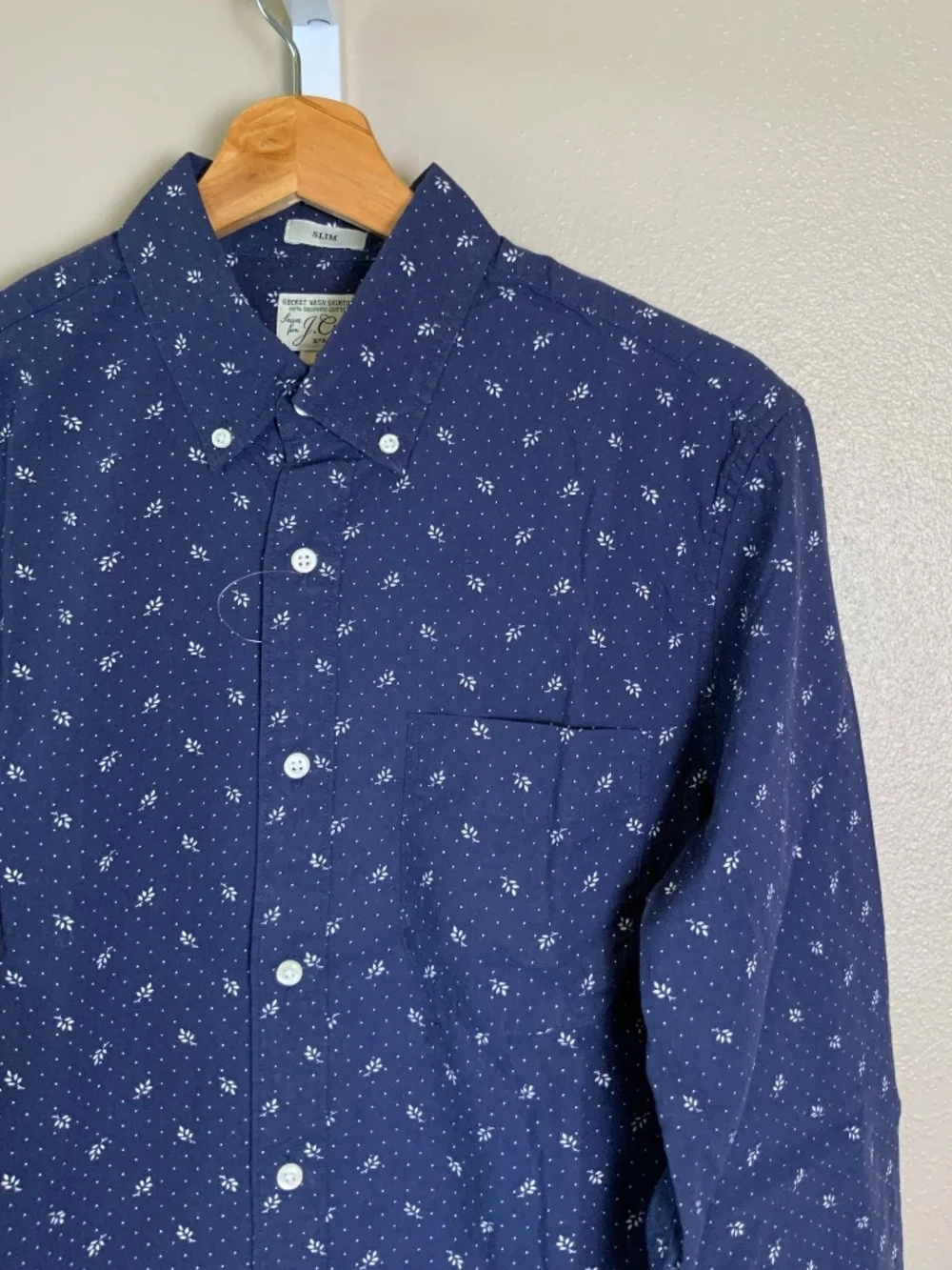 J. Crew Slim Stretch Secret Wash Button Down Shirt in Little Branch Dot